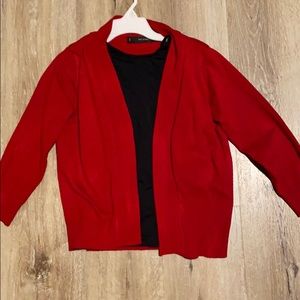 Red cardigan